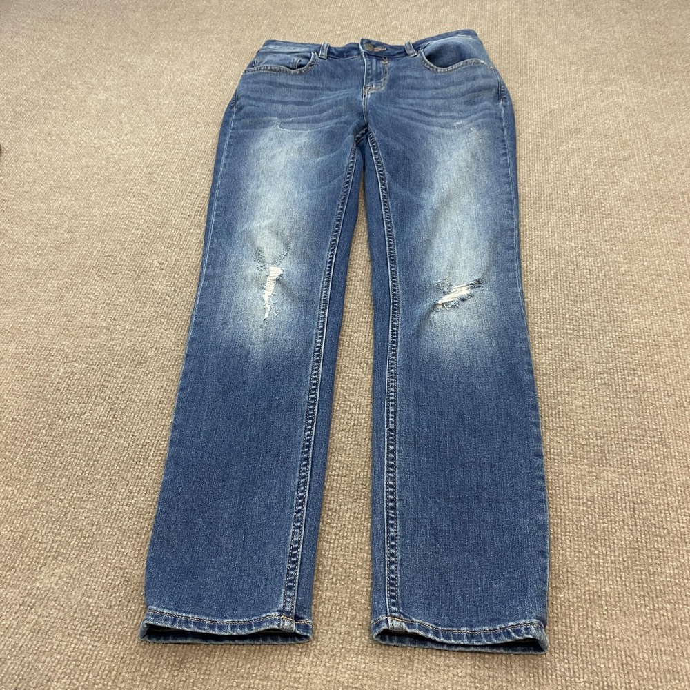 Vigoss Thompson Tomboy Straight Jeans Womens 29 Blue Med Wash Mid Rise Stretch